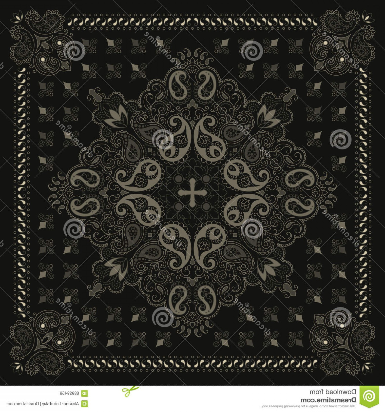 1560x1668 Black Paisley Bandana Pattern Vector Sohadacouri