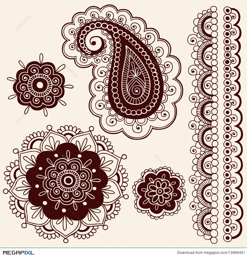800x830 Henna Mehndi Flowers And Paisley Vector Illustration 13966451