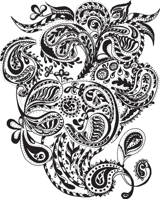 642x800 Abstract Henna Paisley Vector Illustration Doodle Design Elements
