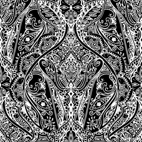 500x500 Seamless Paisley Vector Pattern, India Design, Oriental Neck Print