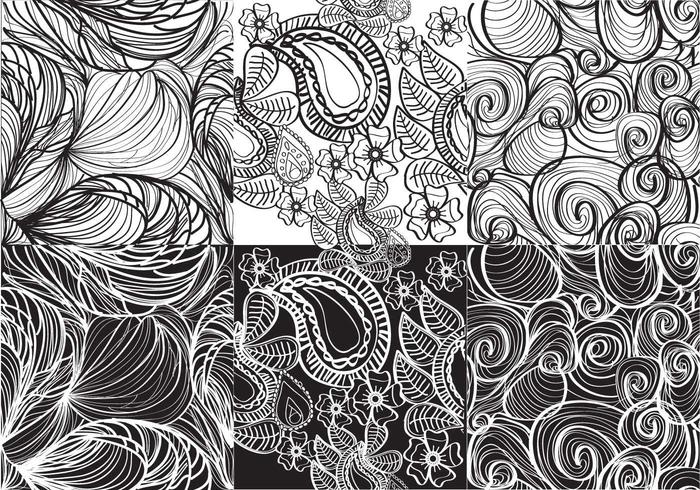 700x490 Set White And Black Paisley Vectors