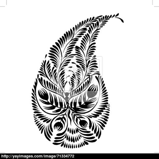 512x512 Decorative Silhouette Of A Floral Paisley Vector