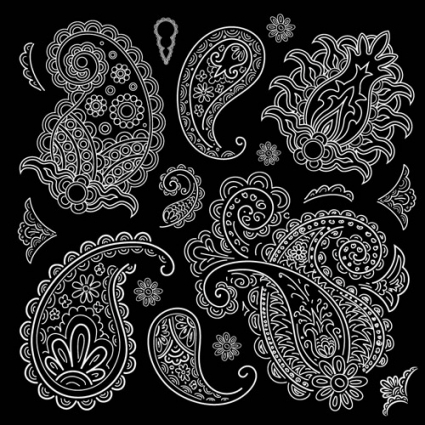 425x425 Set Of Black And White Paisley Pattern Vector Graphics Vector