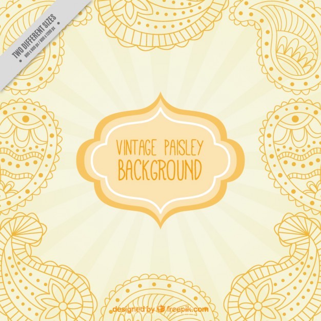 626x626 Ai] Hand Drawn Yellow Paisley Background Vector Free Download