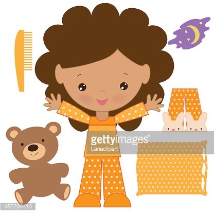 416x416 Girl In Pajama Vector Illustration Stock Vectors
