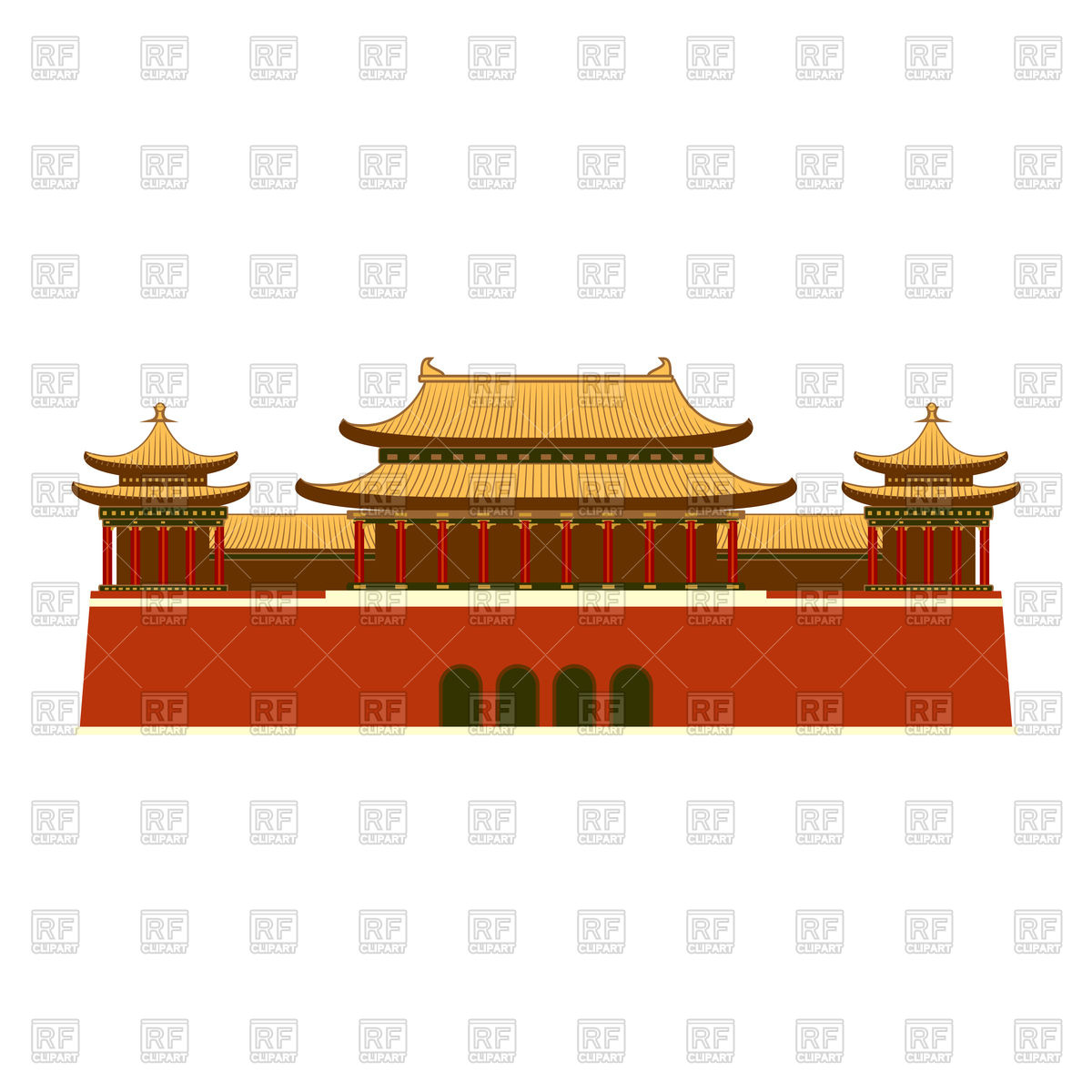 1200x1200 Palace With East Asian Roof Decoration Vector Image Vector