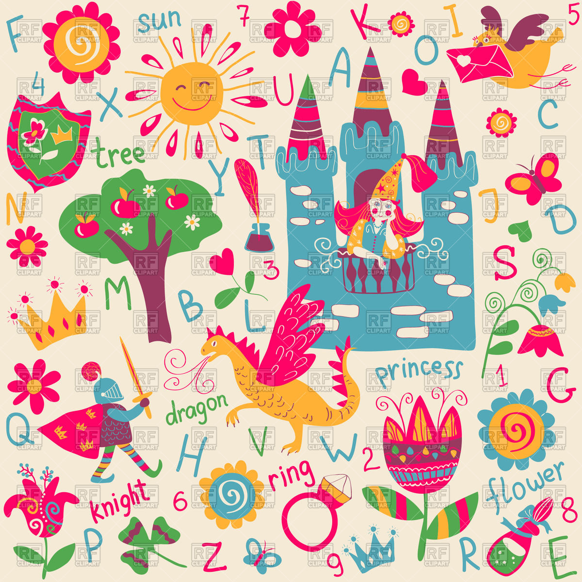1200x1200 Seamless Cartoon Pattern With Palace Vector Image Vector Artwork