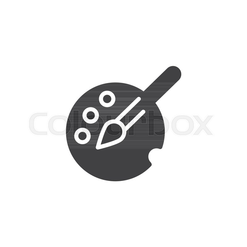 800x800 Paint Brush With Palette Vector Icon. Filled Flat Sign For Mobile