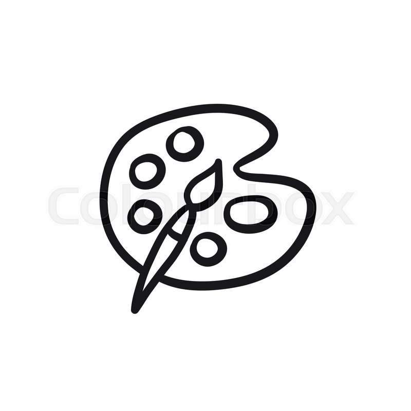 800x800 Paint Brush With Palette Vector Sketch Icon Isolated On Background