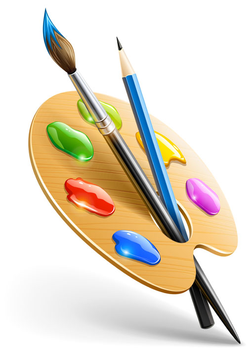 500x704 Set Of Wooden Palette And Brushes Vector 05 Free Download