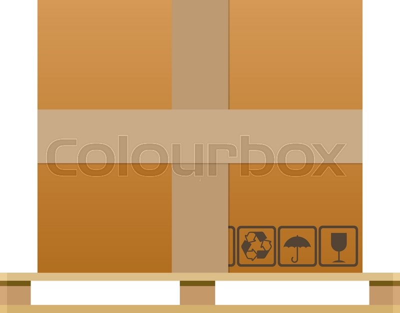 800x626 Big Brown Closed Carton Delivery Box With Fragile Signs On Wooden