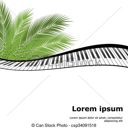450x451 Palm Branch Template. Tropical Palm Leaves And Piano. Design