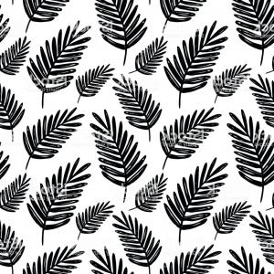300x300 Vector Seamless Floral Pattern Black And White Hand Drawn Palm