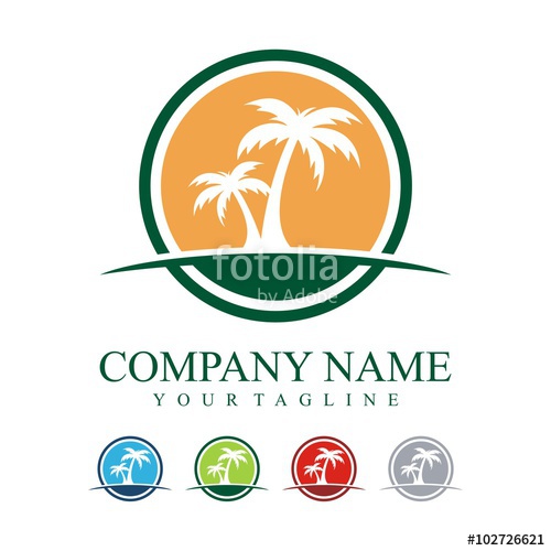 500x500 Palm Tree Logo, Circle Palm Design Logo Vector Stock Image And