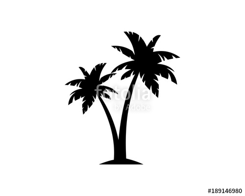 500x400 Black Palm Tree Illustration Silhouette Logo Symbol Vector Stock
