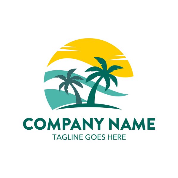600x600 Summer Logos With Palm Tree Vectors 07 Free Download