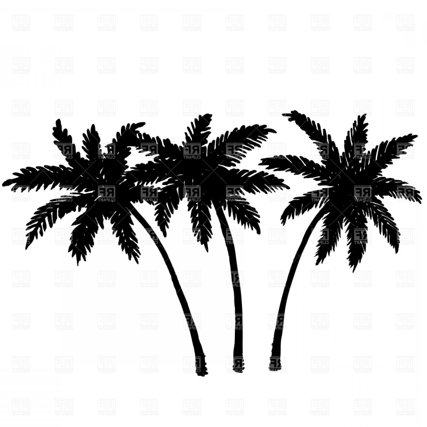 1440x1440 Three Palm Trees Silhouette Vector Clipart Shopatcloth