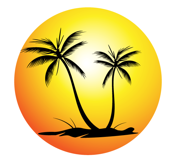 600x555 Free Tropical Beach With Palm Trees Vector Image 123freevectors