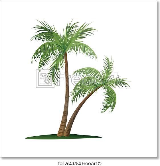 561x581 Free Art Print Of Two Palm Trees. Vector Illustration Of Two Palm