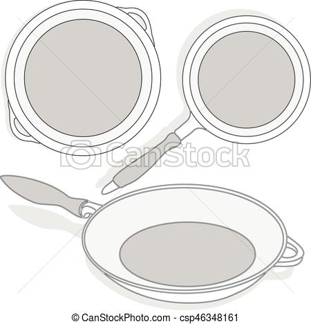 450x468 Frying Pan, Vector Isolated Set.