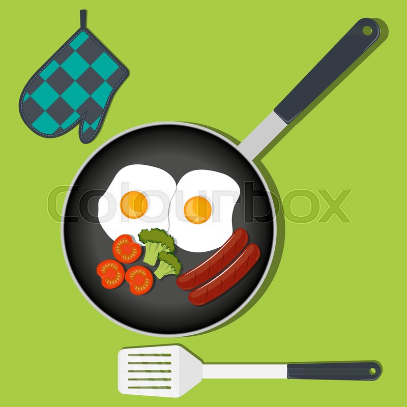 800x800 Traditional Breakfast. Scrambled Eggs With Vegetables And Sausage