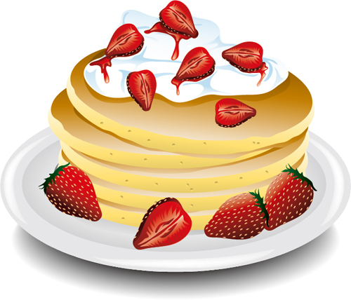 500x428 Pancake With Strawberry Vector Material 03 Free Download