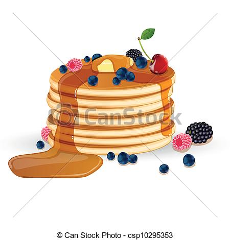 450x470 Decorated Vector Pancakes. Vector Illustration Of Pancakes With