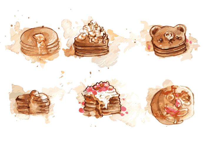 700x490 Handpainted Pancake Vector Set