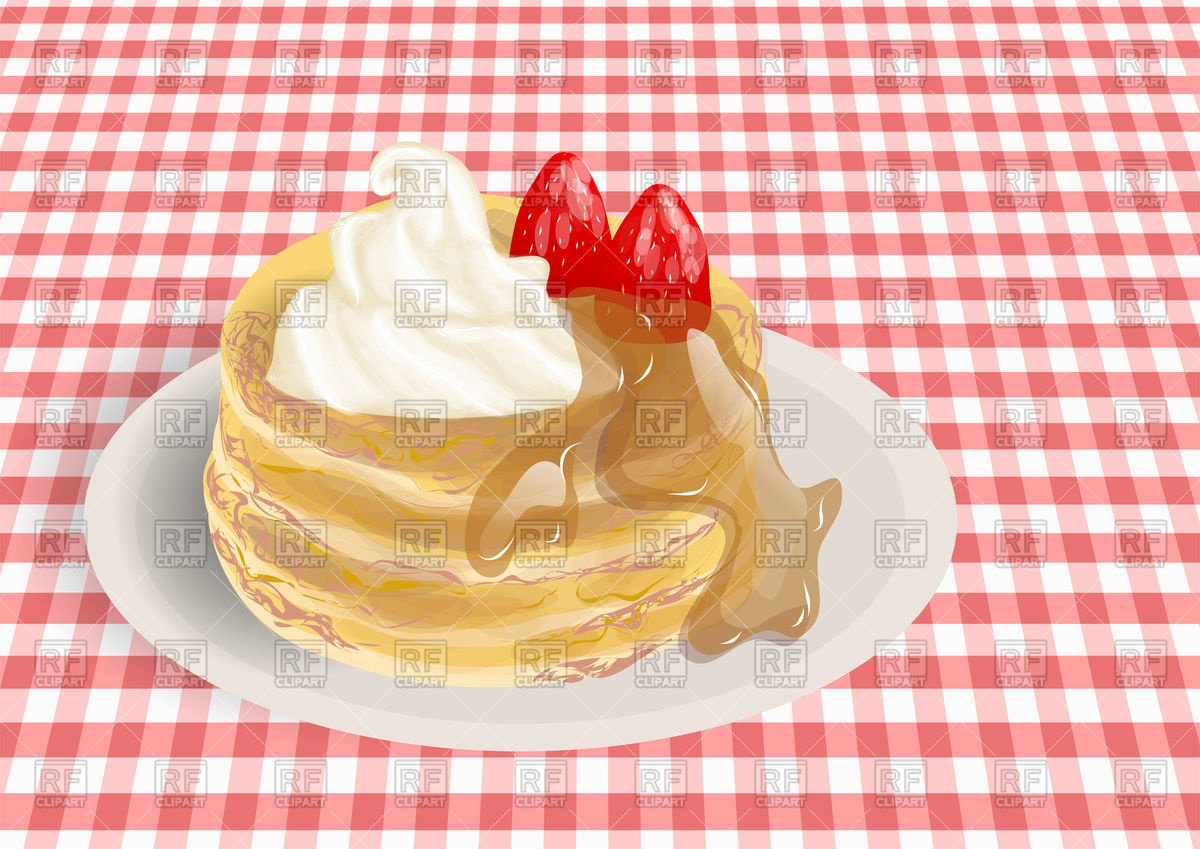 1200x849 Pancakes On A Checkered Tablecloth Vector Image Vector Artwork