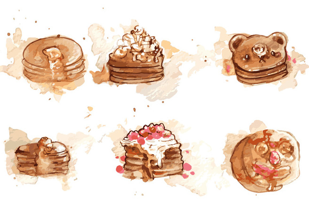 632x443 Handpainted Pancake Vector Set Free Vector Download 359477 Cannypic