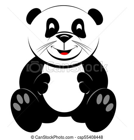 450x470 Giant Panda Teddy Bear. Cartoon Of A Cute And Smiling Sitting