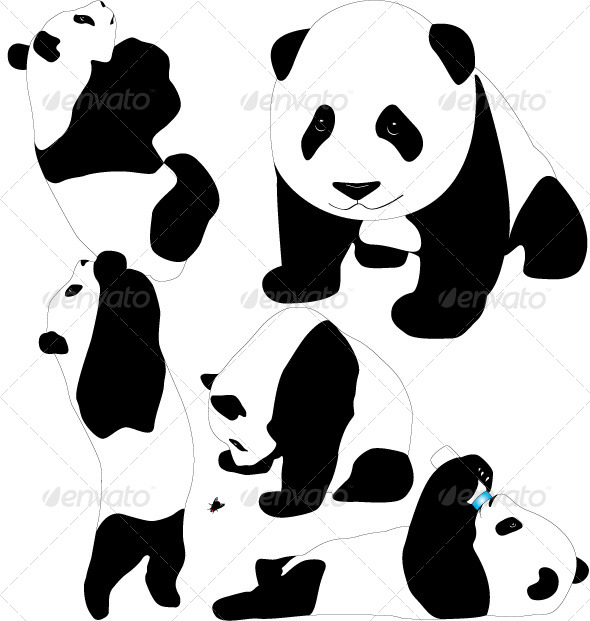 590x621 Panda Vector Silhouettes By Only4denn Graphicriver