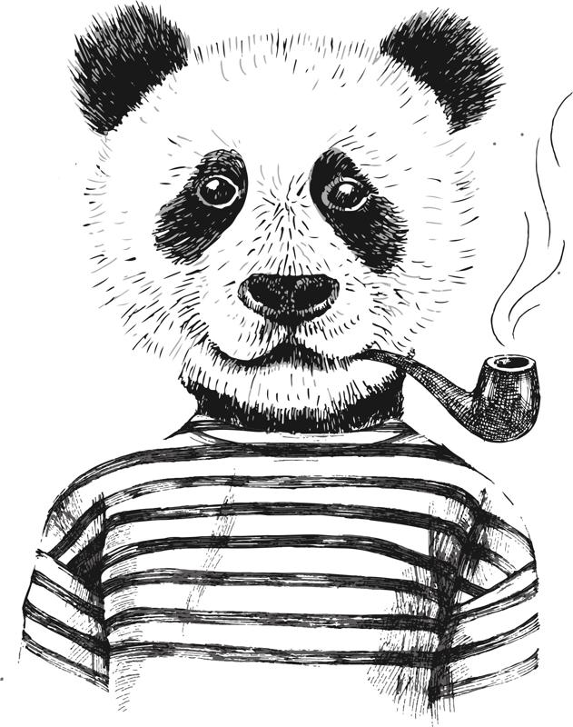 631x800 Smoking Panda Vector Art Free Vector Download