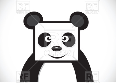 400x288 Panda Cartoon Character With Square Head Vector Image Vector