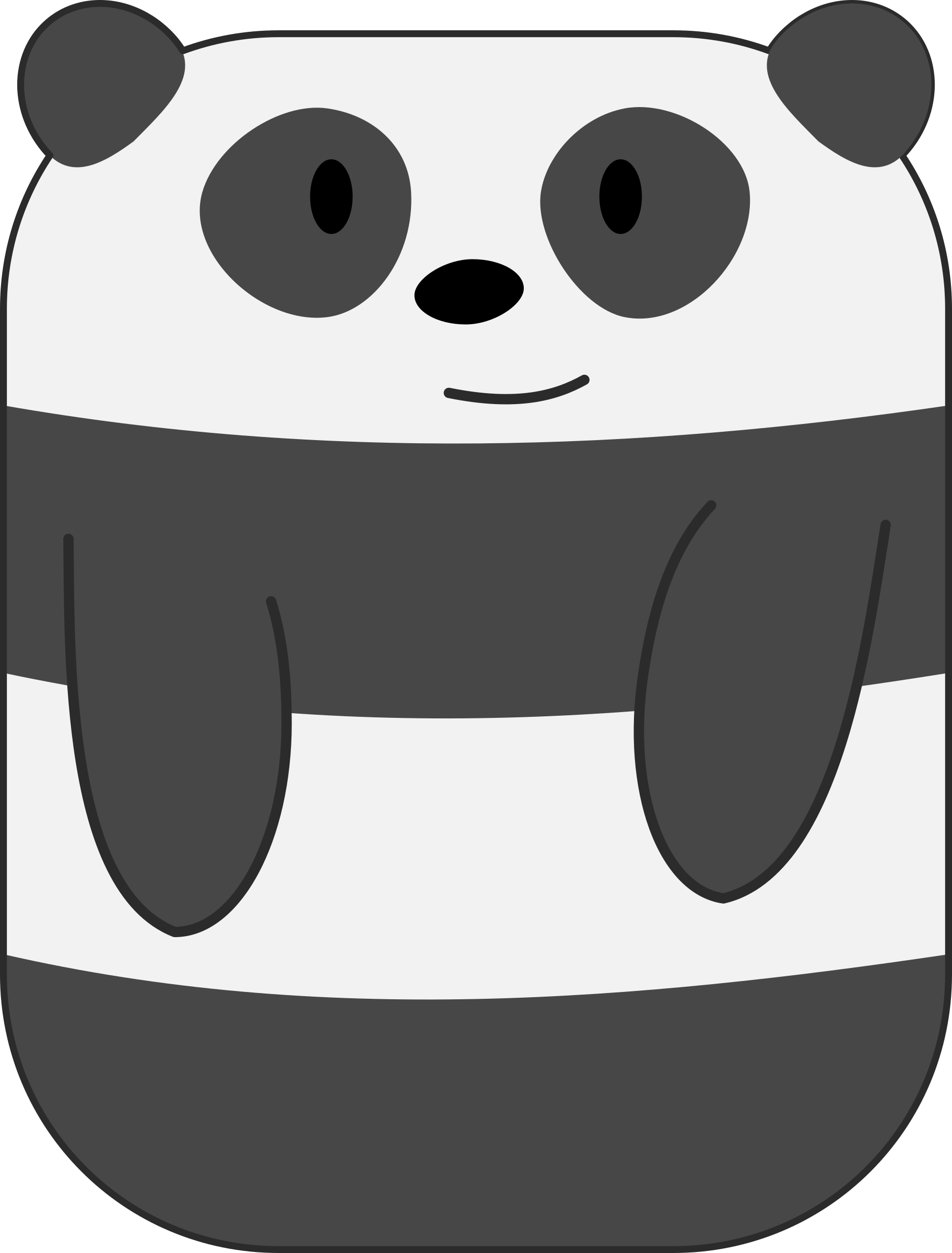 1823x2400 Rectangular Panda Vector Art Image