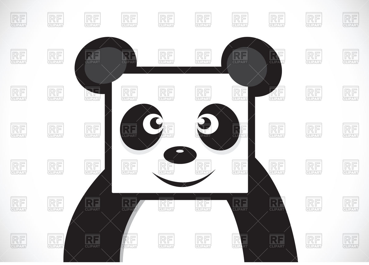 1200x863 Panda Cartoon Character With Square Head Vector Image Vector