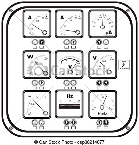 450x470 Square Measuring Instruments On Panel. Vector Black Illustration