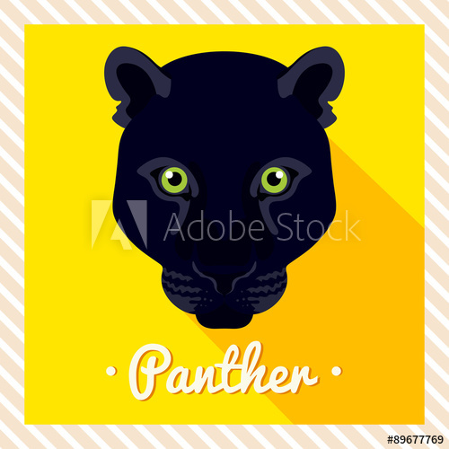 500x500 Vector Portrait Of A Black Panther. Symmetrical Portraits Of