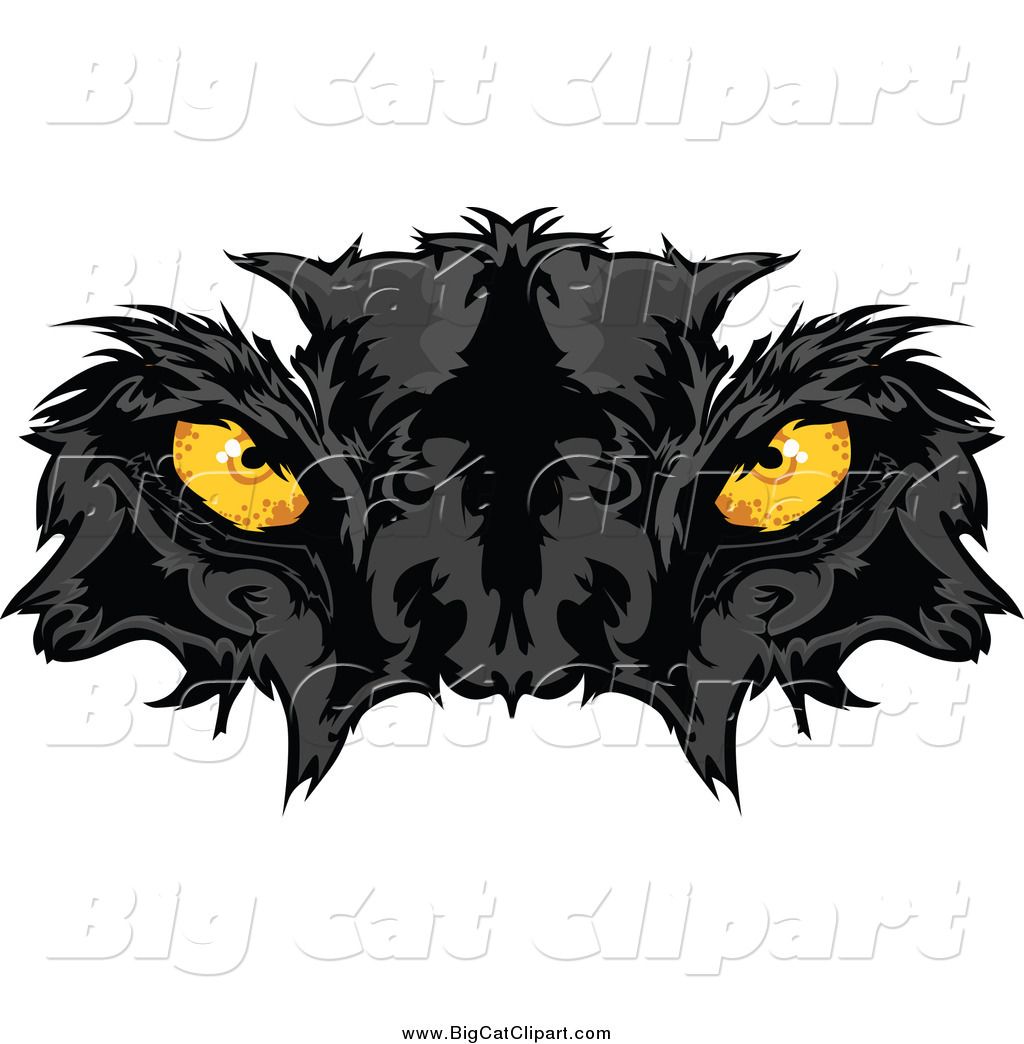 1024x1044 Big Cat Vector Clipart Of A Black Panther Face With Yellow Eyes By