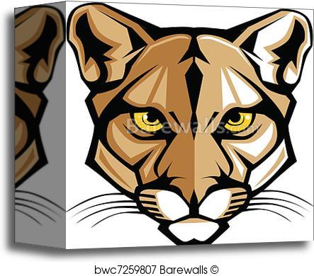443x390 Canvas Print Of Cougar Panther Mascot Head Vector G Barewalls