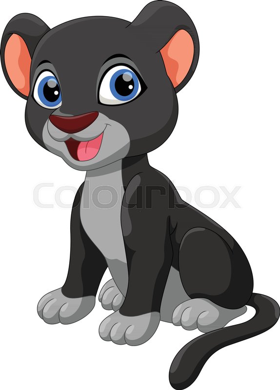 574x800 Cute Black Panther Sitting Cartoon Isolated On White Background
