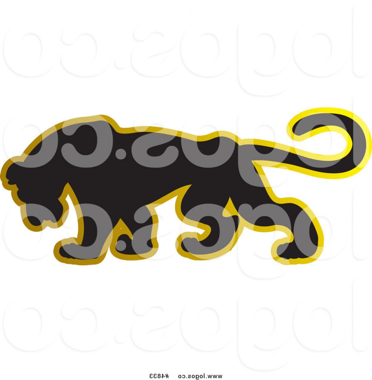 1228x1252 Royalty Free Vector Of A Black Panther Logo With A Gold Outline By