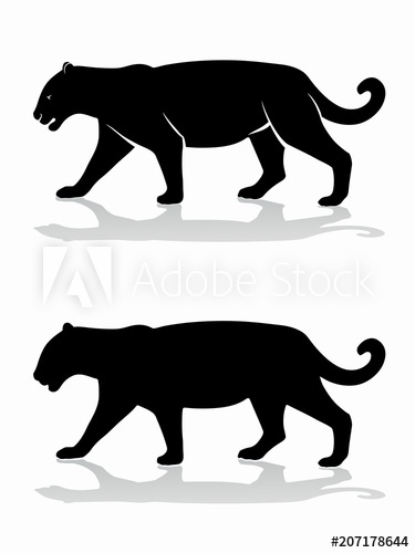 375x500 Silhouette Of Panther , Vector Draw