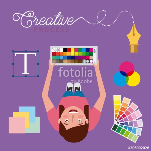 500x500 Young Woman Designer Holding Pantone Swatch Colors Creative