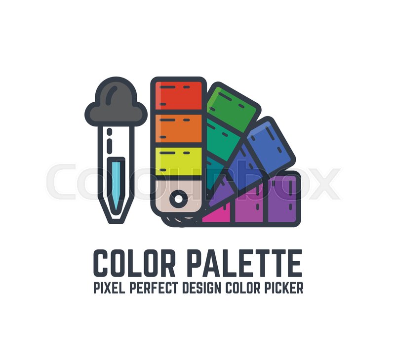 800x733 Color Picker And Palette Thin Line Style Flat Vector Illustration