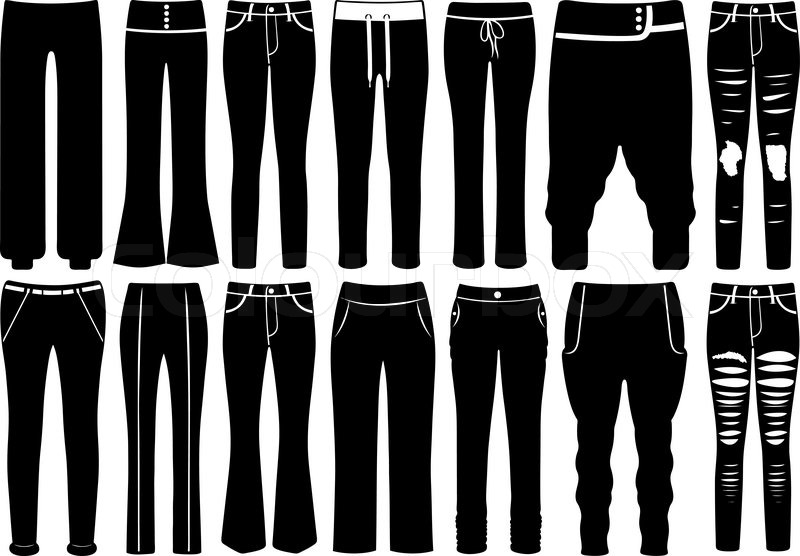 800x556 Set Of Different Pants Isolated On White Stock Vector Colourbox