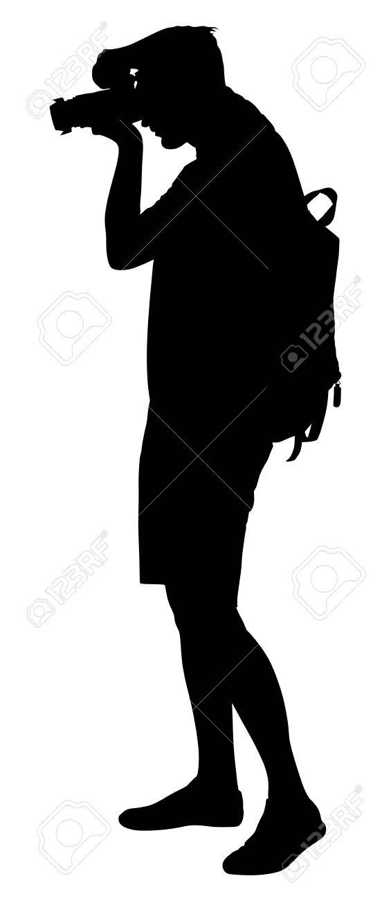 565x1300 Paparazzi Silhouette Vector Young Man Photographer With Camera