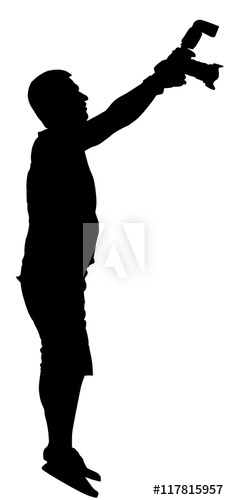 229x500 Photographer, Paparazzi Shooting On The Event, Vector Silhouette