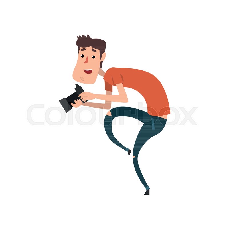 800x800 Professional Male Photographer Paparazzi With Camera Sneaking
