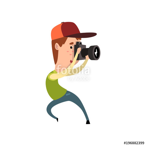 500x500 Professional Male Photographer Paparazzi With Camera Taking Photo